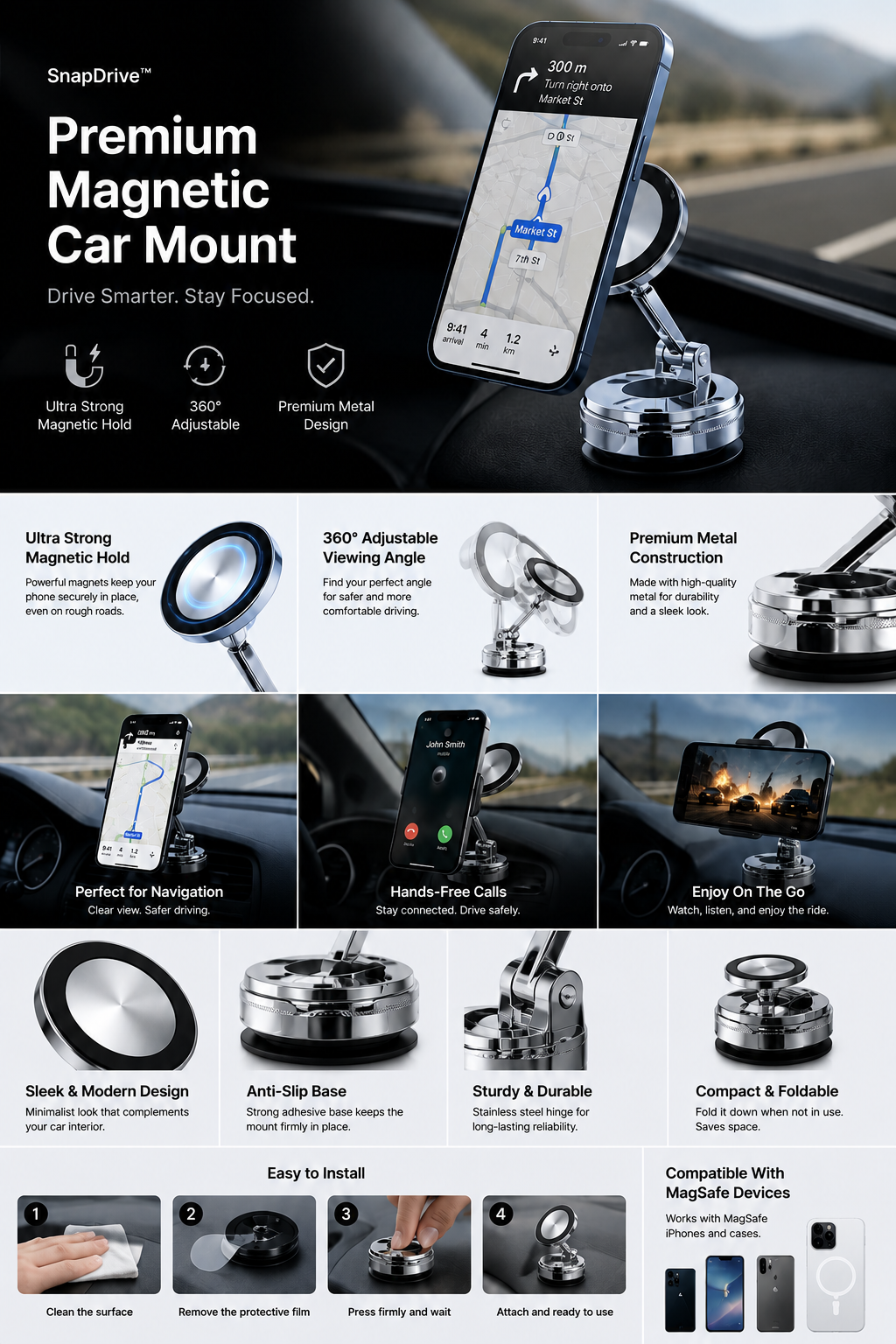 SnapDrive™ Premium MagSafe Car Mount
